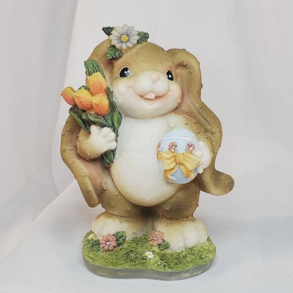 Easter Bunny Couple Resin Figurine Set Spring Decoration 5.5" Tall Resin - Picture 3 of 11